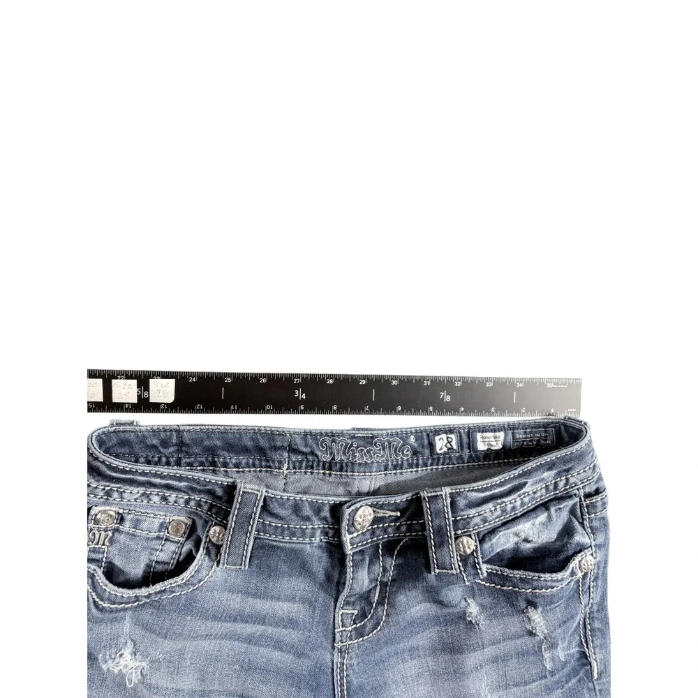 Miss Me Signature Skinny Jeans Womens 28 Blue Distressed Y2K Lowrise Faded Worn